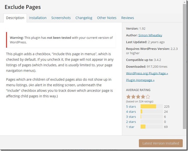 exclude pages
